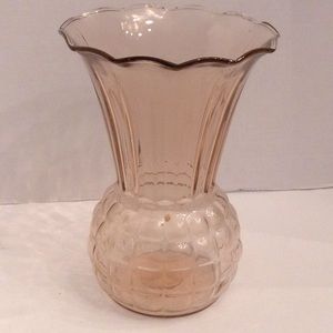 Vintage pink rose 9” pineapple vase